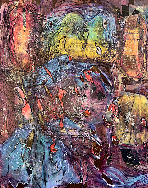 BRC:Out on the playa II, by Raya Dukhan, vanlife series - mixed media on board - 16 X 20