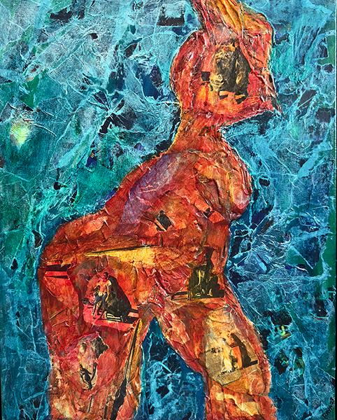 BRC: Out on the playa X, by Raya Dukhan, vanlife series - mixed media on canvas - 16 X 20
