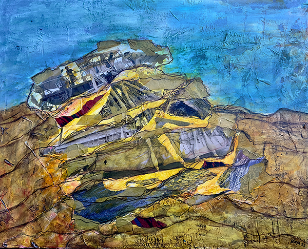 BRC: Out on the playa XIII, by Raya Dukhan, vanlife series - mixed media on canvas - 20 X 16