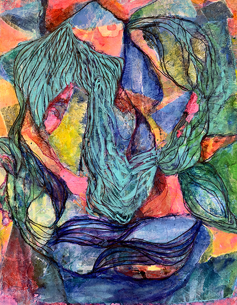 PNW:Olive my friends II, by Raya Dukhan, vanlife series - mixed media on canvas - 16 X 20