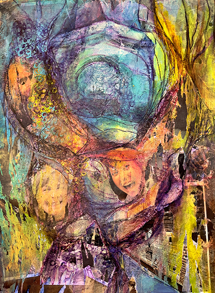 SF: How Weird, by Raya Dukhan, vanlife series - mixed media on paper - 18 X 24