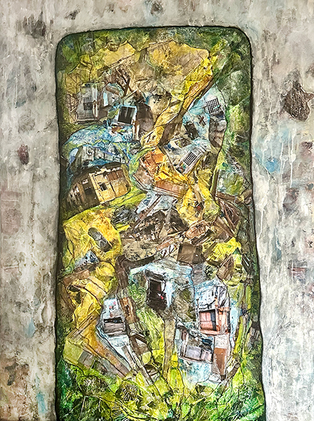 Broken Inside by Raya Dukhan - mixed mixed media on canvas - 5 X 4