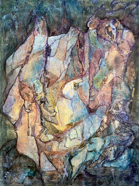 CHI > SLC, smiles for miles, by Raya Dukhan, vanlife series - mixed media on paper - 18 X 24