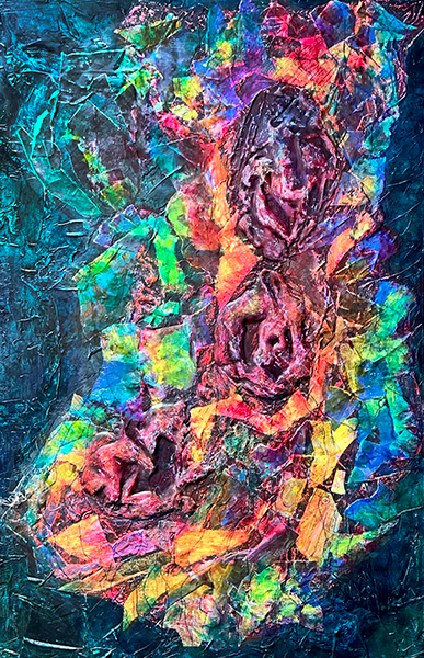 Fervent by Raya Dukhan-  mixed media on canvas - 24 X 36