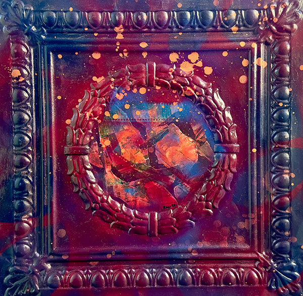 Frenchman St I, by Raya Dukhan, vanlife series - mixed media on metal - 20 X 20