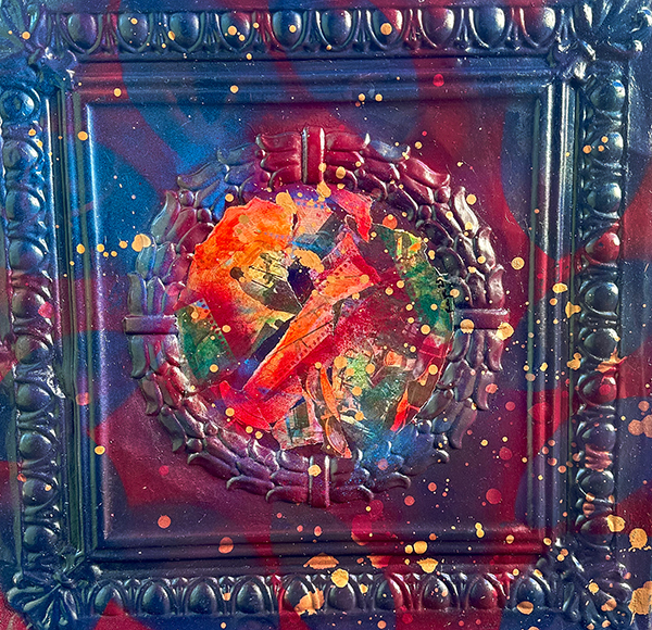 Frenchman St II, by Raya Dukhan, vanlife series - mixed media on metal - 20 X 20