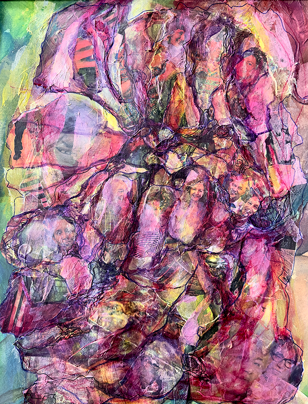 Friends and Family by Raya Dukhan - mixed media on paper - 24 X 30