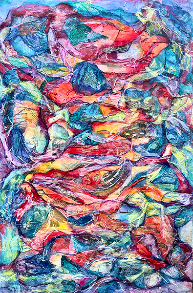 Playa Stack by Raya Dukhan-  mixed media on canvas - 23 X 34