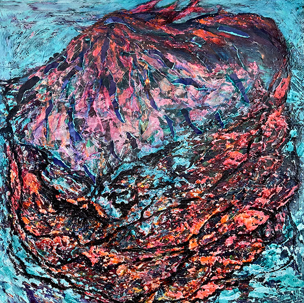 Shaman Mountain  by Raya Dukhan -  mixed media on canvas - 24 X 24