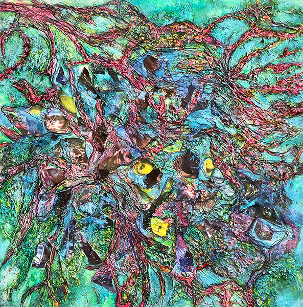 South FL Illumination, by Raya Dukhan, vanlife series - mixed media on canvas - 30 X 30