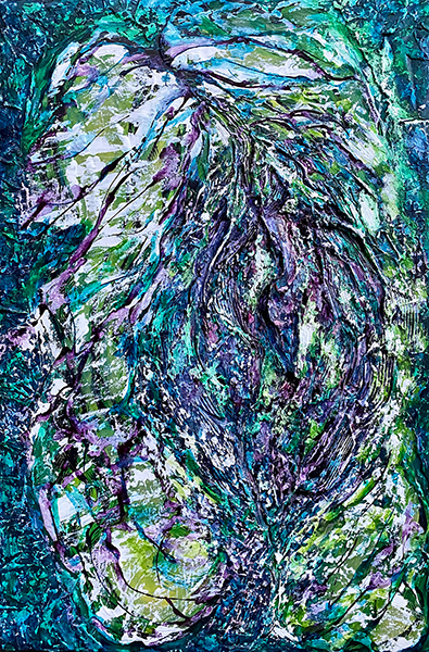 
				Spunk by Raya Dukhan, connected series -  mixed media on canvas 36 X 24
