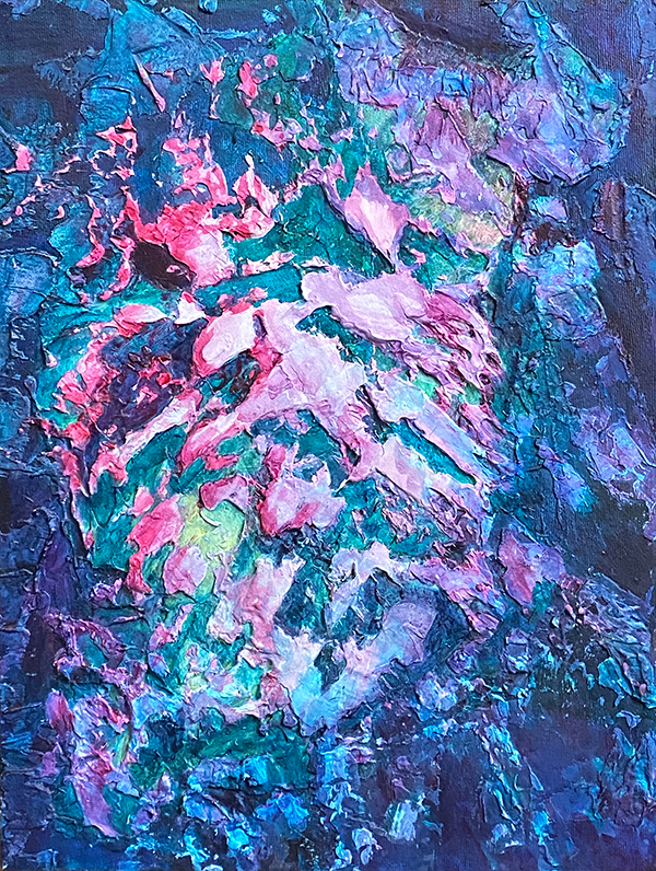 Thru you by Raya Dukhan - mixed media on canvas - 14 X 18